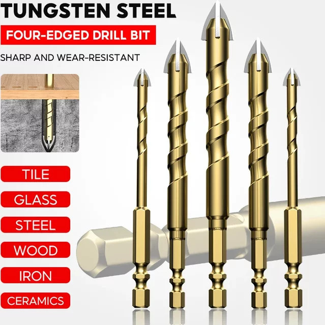 DTBD Overlord Lochöffner Set für Fliesen, Glas, Keramik und Beton mit Hartmetallspitze in Gold, 3-12 mm - Bild 1