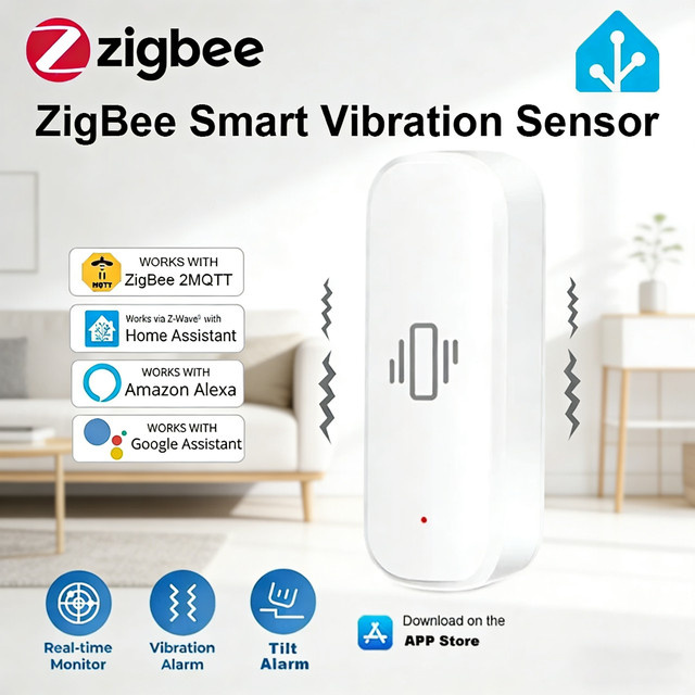 iHseno Intelligenter Vibrationssensor ZigBee 3.0 für Tür- und Fenstererkennung in Weiß - Bild 1