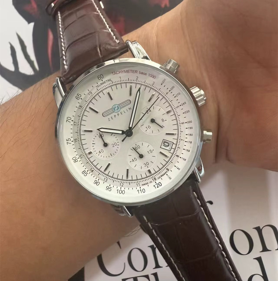 Zeppelin Chronograph, Automatik, Edelstahl, Leder, Herren - Bild 3