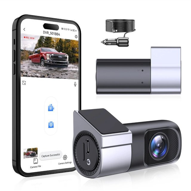 DEVASO Mini Dashcam 1080P Ultra HD mit 360 Grad Drehbarkeit, WLAN und Nachtsicht, Schwarz - Bild 1