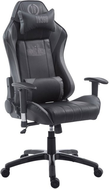 TPFLiving Racing Gaming Bürostuhl Shiva 2 in Schwarz/Grau aus Kunstleder mit Kopfstütze und Armlehnen - Bild 1