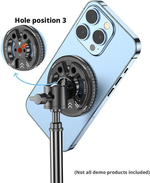 Magnetischer Handy-Ringhalter-Adapter mit 1/4 Zoll Gewinde für Telefon-Stativ-Montage, Schwarz - Bild 1