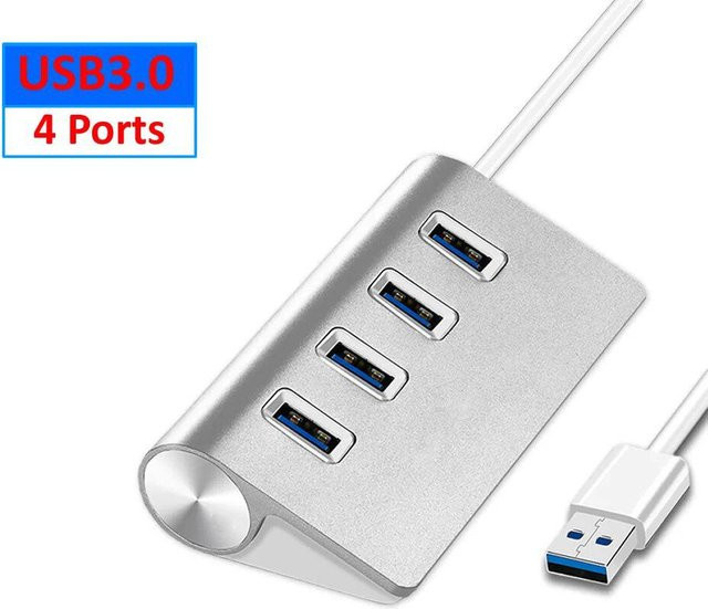 Kebidumei USB 3.0 Hub aus Aluminiumlegierung mit 7 Anschlüssen in Weiß, 5 Gbit/s Hochgeschwindigkeit Dockingstation und OTG-Adapter für Laptop und PC - Bild 1