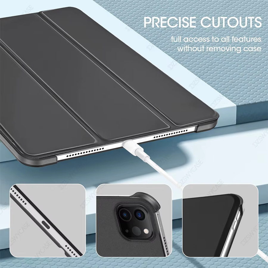 DZSWYCASE Schutzhülle für iPad Pro 11 Zoll (2018-2022) mit Trifold-Standfunktion und Auto-Sleep/Wake-Funktion, Hartplastik-Rückseite, Farben: Pink oder Schwarz - Bild 5