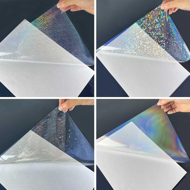 Holografische transparente Kaltlaminierfolie aus selbstklebendem Vinyl in A4, wasserdicht, 20/40 Stück - Bild 1