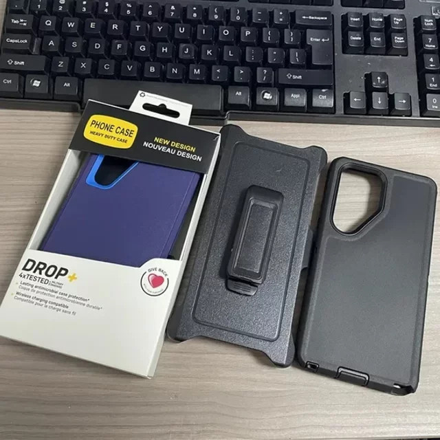 Robuste mehrschichtige Schutzhülle mit Clip für Samsung Galaxy S26 FE, S25 Edge, S24, S23 und S22 Ultra Plus in Blau - Bild 1