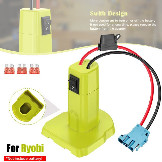 Ryobi ONE+ Batterieadapter für 18V NiMH, NiCd und Li-Ionen Akkus mit 12AWG-Drähten in Gelb - Bild 1