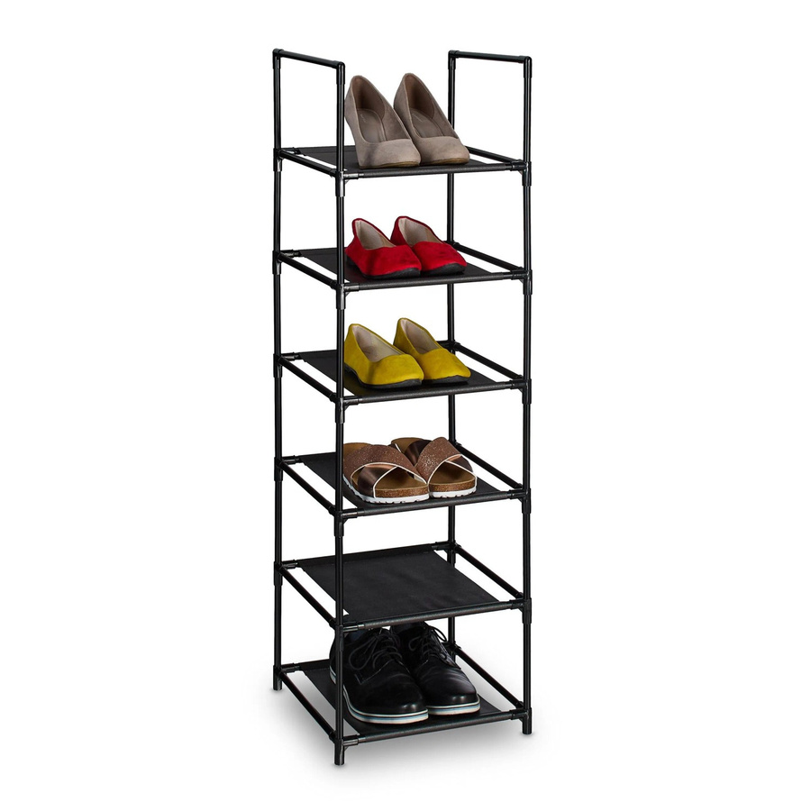 Relaxdays Schuhregal aus Stahl und Vlies in Schwarz und Grau mit 6 Ebenen, B/T/H: 106 x 33 x 33 cm - Bild 2