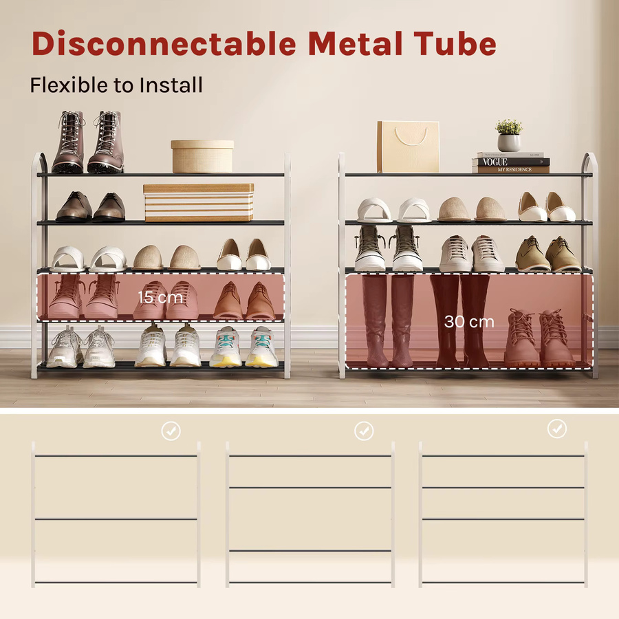 WOLTU Schuhschrank aus Metall mit 4/5 Ebenen in Beige, moderner Schuh-Organizer für Flur und Schlafzimmer - Bild 4