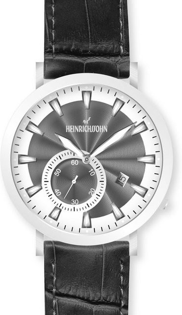HEINRICHSSOHN Herrenuhr, Quarz, Edelstahl, 44 mm, Leder, Silber - Bild 1