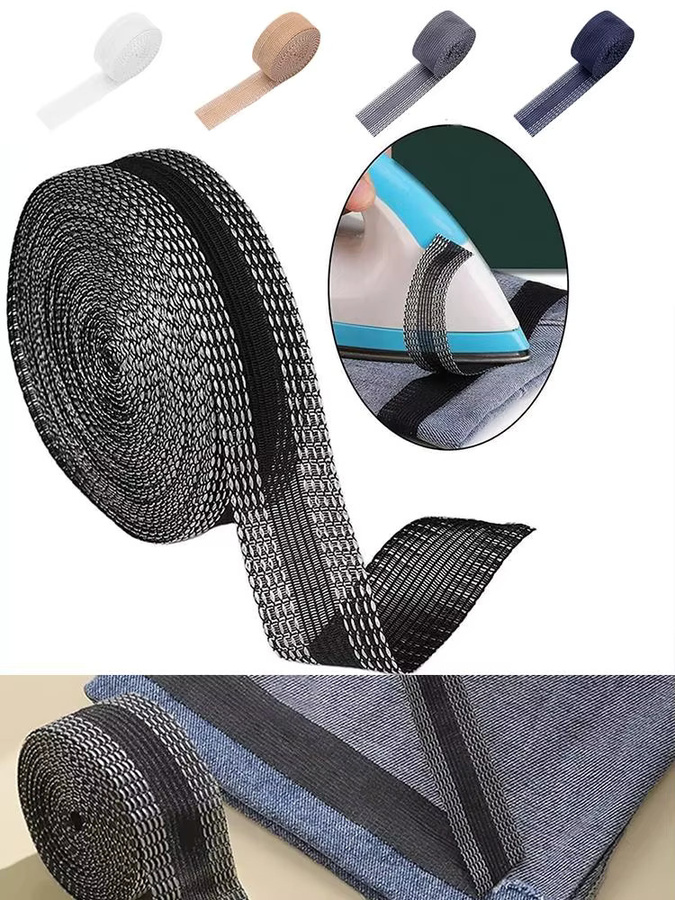 Selbstklebende Hosenkantenstreifen in Schwarz zum Verkürzen von Hosen, Jeans und T-Shirts als bügelbare Stoffbänder für den Saum - Bild 7
