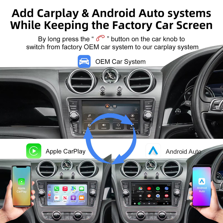 EzoneTronics OEM Bildschirm-Upgrade Decoderbox für Bentley Bentayga 2016–2019 mit CarPlay und Android Auto Retrofit Kit in Schwarz - Bild 3