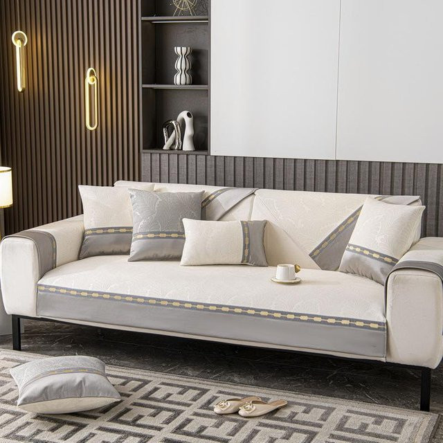 Modernes Sofakissen mit Blattstich-Design von Super Six, rutschfester Kissenbezug, B/B/H: 70 x 70 x 70 cm - Bild 1