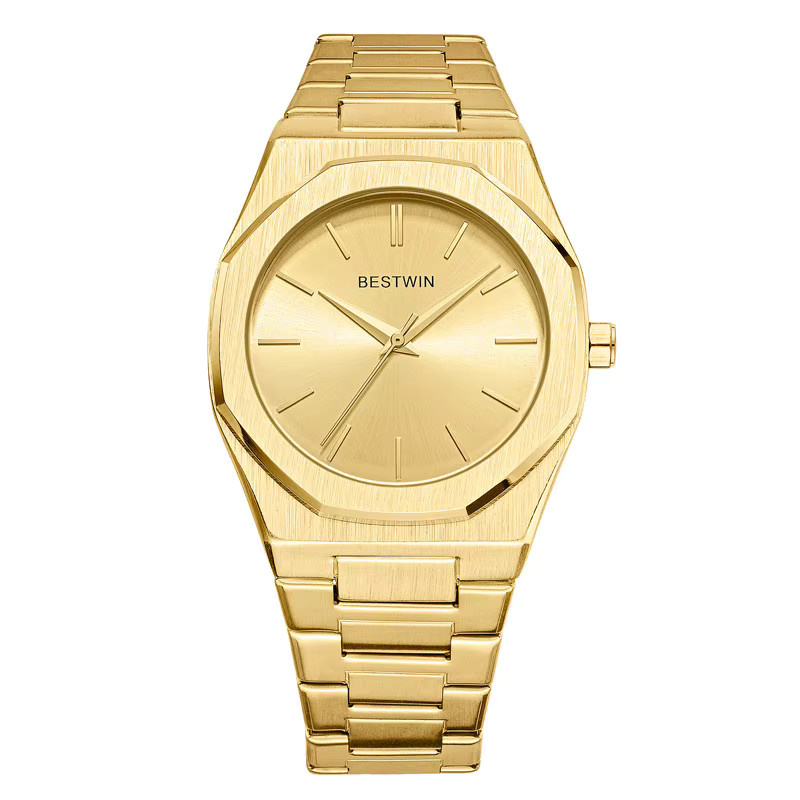 ZBJP Armbanduhr Edelstahl, Quarz, Tonneau, Gold, Herren - Bild 2