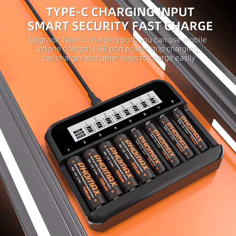 PHOMAX Li-Ionen-Akku-Ladegerät für AA und AAA Batterien, 1,5 V, Schwarz - Bild 4