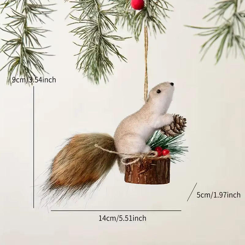 ZQNYCY Weihnachts-Hängeornament realistisches Eichhörnchen aus Stoff in Braun - Bild 3