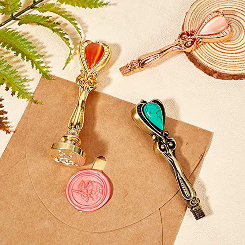 Personalisiertes Wachssiegel-Set mit abnehmbarem Griff und Logo-Stempel für DIY-Hochzeitsumschläge und Papierkarten, Durchmesser: 2,5 cm - Bild 2
