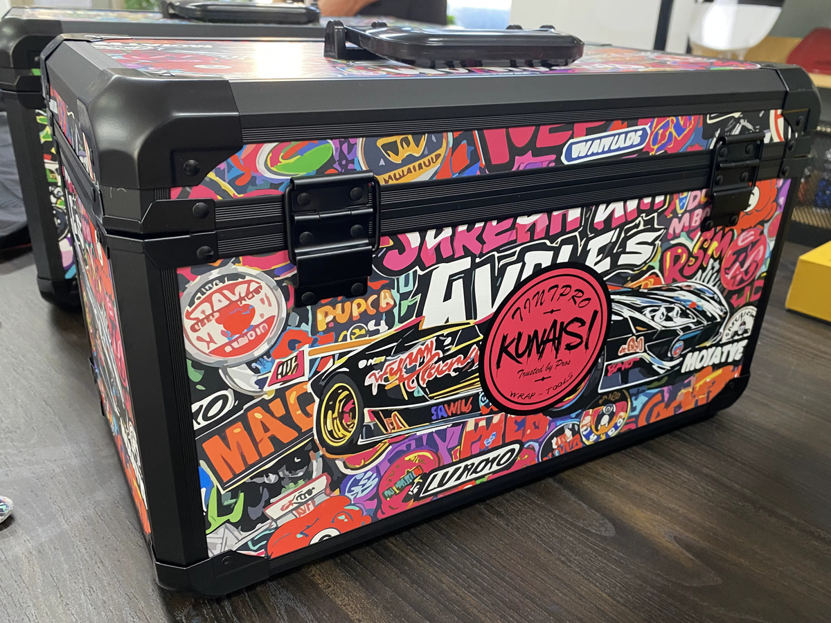 KUNAISI Graffiti Werkzeugkasten aus Aluminiumlegierung, doppelschichtig und multifunktional, B/T/H: 43 x 23 x 24,5 cm - Bild 3