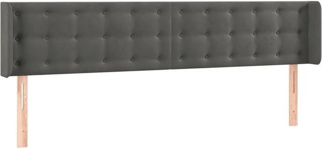 vidaXL Kopfteil mit Ohren aus Samt in Dunkelgrau, B: 183 cm, T: 16 cm, H: 78-88 cm - Bild 1
