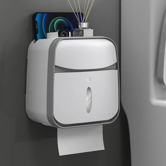 Wasserdichter Toilettenpapierkasten von Bestbags in Weiß zur Wandmontage ohne Bohren - Bild 1