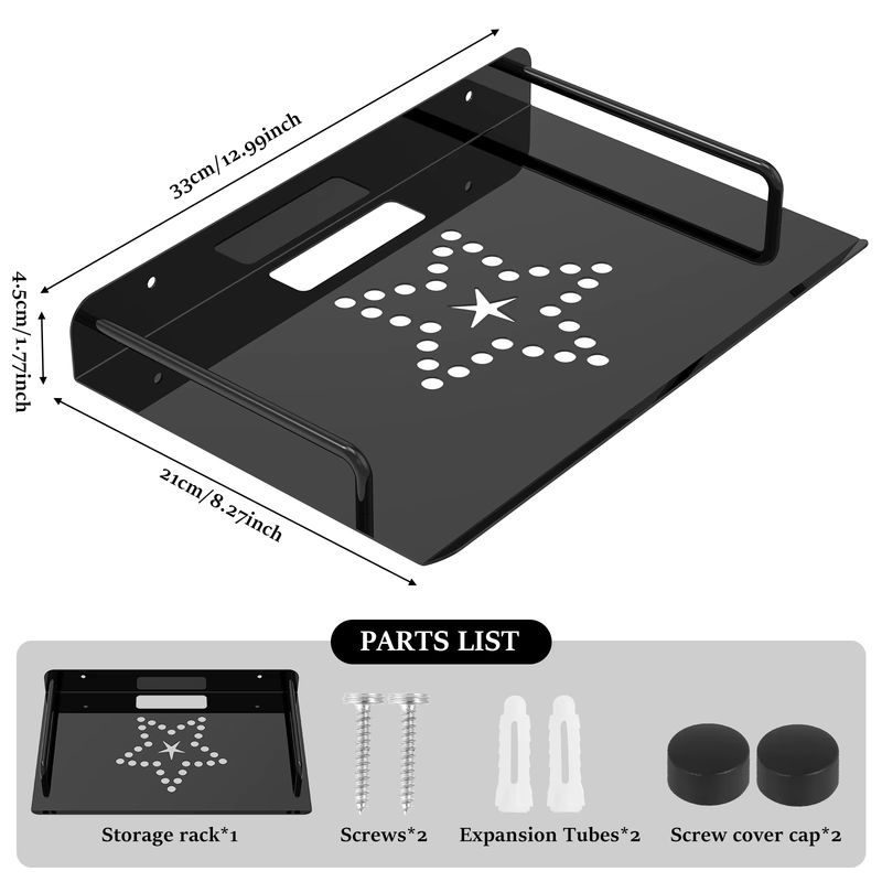 Willstar Wandregal aus Aluminiumlegierung für Projektoren und WiFi-Set-Top-Boxen, Schwarz Matt - Bild 4