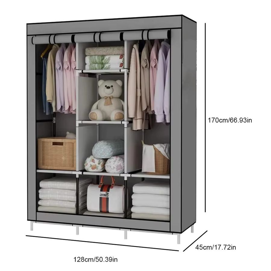 LONENESSL Kleider-Organizer Tragbarer Kleiderschrank aus Vliesstoff für dein Schlafzimmer, H x B x T: 170 x 128 x 45 cm - Bild 6