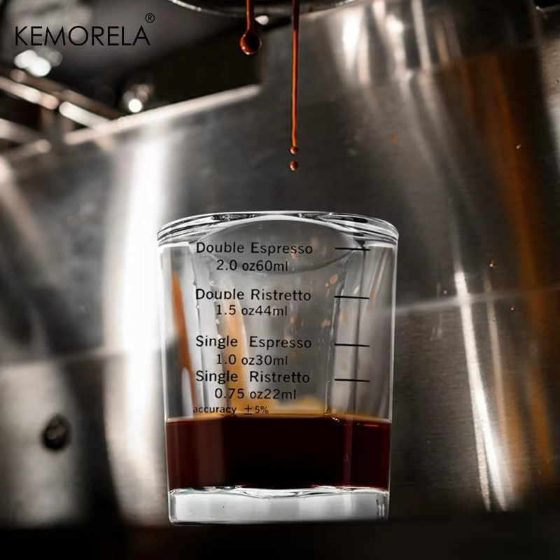 KEMORELA Espresso 2er-Set Kaffee-Messbecher aus Glas, transparent, 60 ml, quadratisch und graduiert - Bild 3