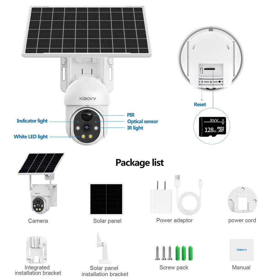 XIAOVV 6MP Überwachungskamera mit 4G und WLAN, Solarbetriebene IP65 wasserdichte Außenkamera in Weiß mit Menschenverfolgung und Vollfarb-Nachtsicht - Bild 6
