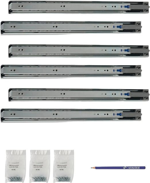 vasalat Kugelauszug Softclose Vollauszug mit Dämpfung, Farbe: Silber, 2 Paar, Länge: 450 mm - Bild 1