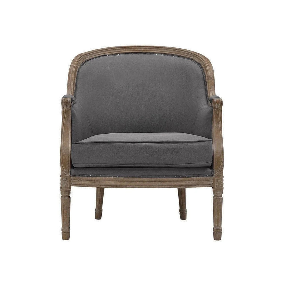 Vente-unique Sessel Alienor mit gerader Rückenlehne in Grau aus Leinen, Höhe: 72 cm, Breite: 78 cm, Tiefe: 89,5 cm - Bild 2