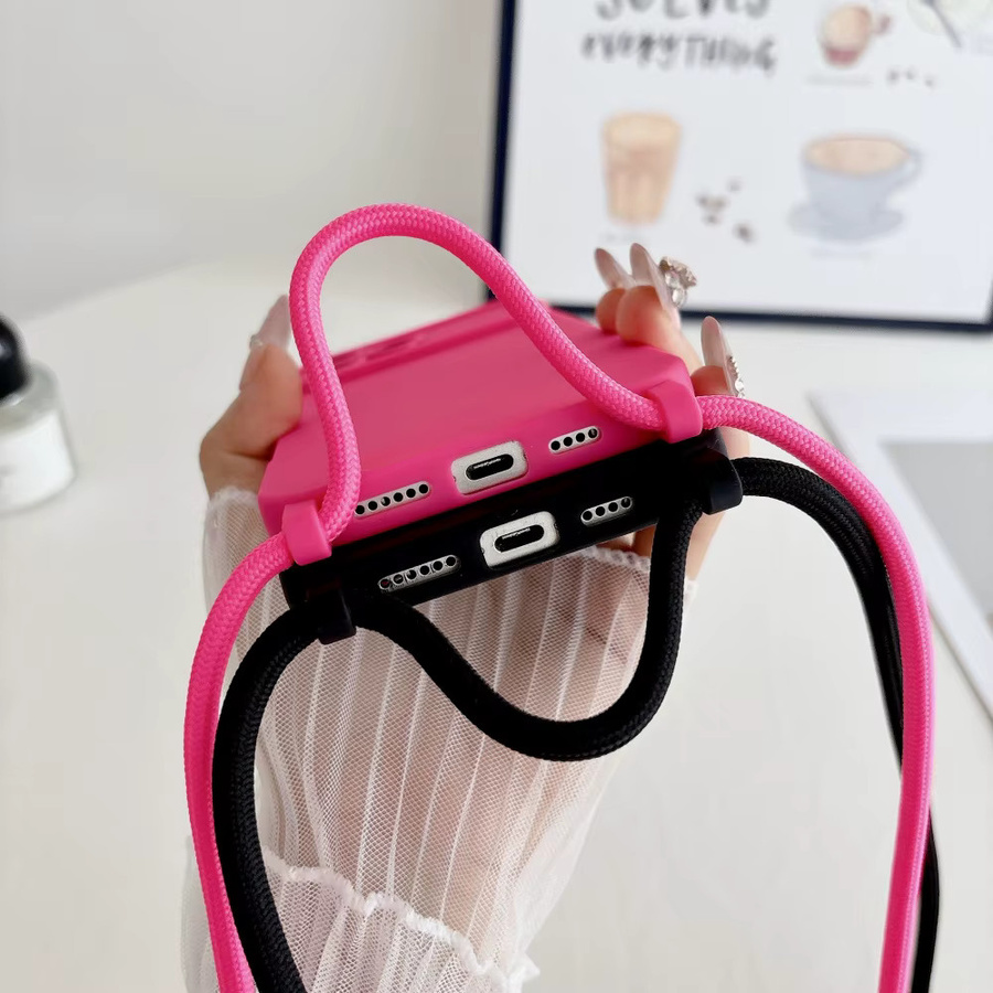 Xeber Crossbody Lanyard Silikon Schutzhülle mit Schultergurt für iPhone 12 13 14 15 16 Pro Max in Weiß - Bild 3