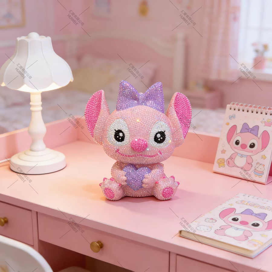 Potdemiel Engel-Spardose aus Harz mit Glitzersteinchen in Pink als Wohndekoration - Bild 2