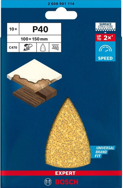 Bosch Expert Schleifnetz für Multischleifer, Körnung 40, B: 10 cm, L: 15 cm, 10 Stück - Bild 2