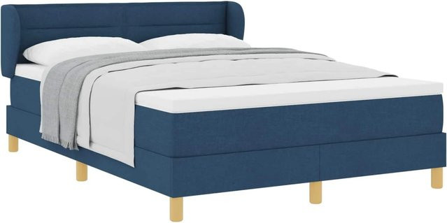 vidaXL Boxspringbett mit Matratze und Kopfteil in Blau, B/T/H: 140 x 190 x 88 cm - Bild 1