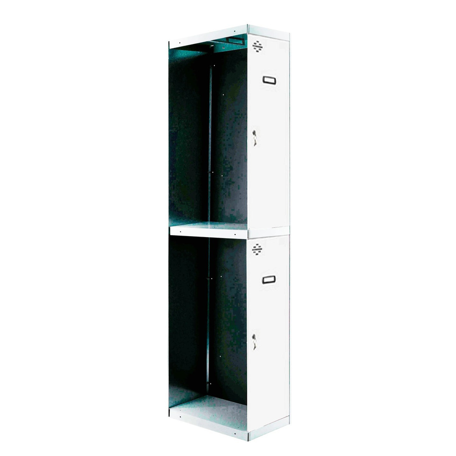 PROREGAL Spind AMEGO Anbaumodul mit 2 Abteilen, Schließfach Garderobe, Weiß, H x B x T: 180 x 40 x 50 cm - Bild 2