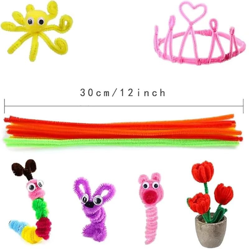 100 Stück Chenille-Pfeifenreiniger in 22 Farben für Kinder-Bastelprojekte und Dekorationen, Durchmesser: 0,6 cm, Länge: 30,48 cm - Bild 2