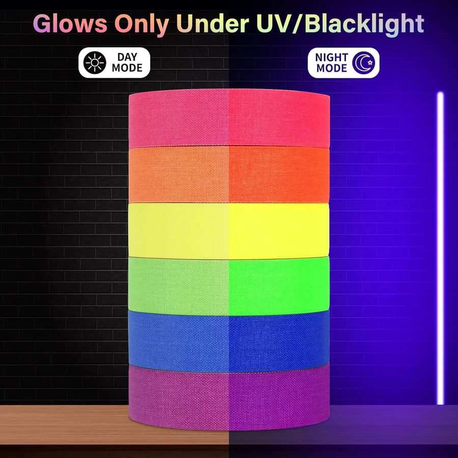 Neon Gaffer Klebeband in Multicolour für UV-Schwarzlicht und Glow-Partys - Bild 2