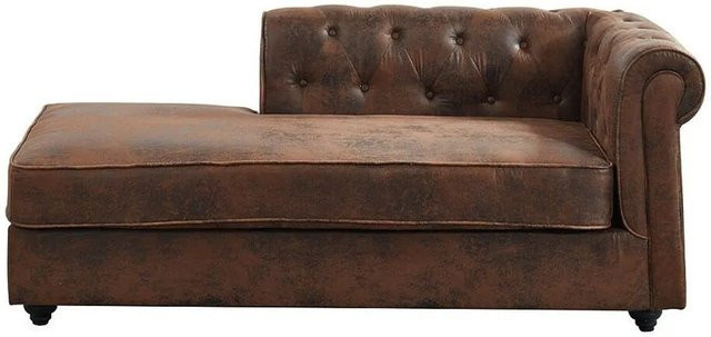 Vente-unique Recamiere Shirel im Chesterfield-Stil aus Microfaser, Braun, Breite: 170 cm, Höhe: 73 cm, Tiefe: 85 cm - Bild 1