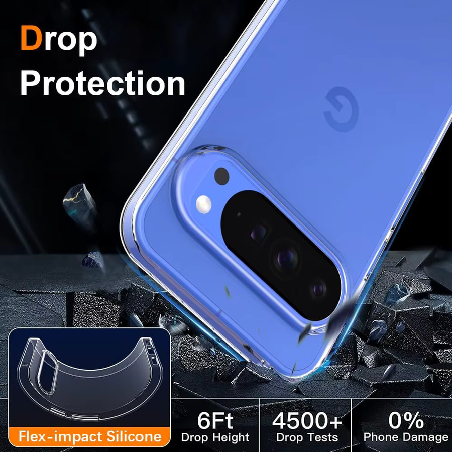 Transparente TPU-Silikon-Schutzhülle für Google Pixel 8 9 10 Pro XL 5G, stoßfeste Handyhülle in Klar - Bild 3