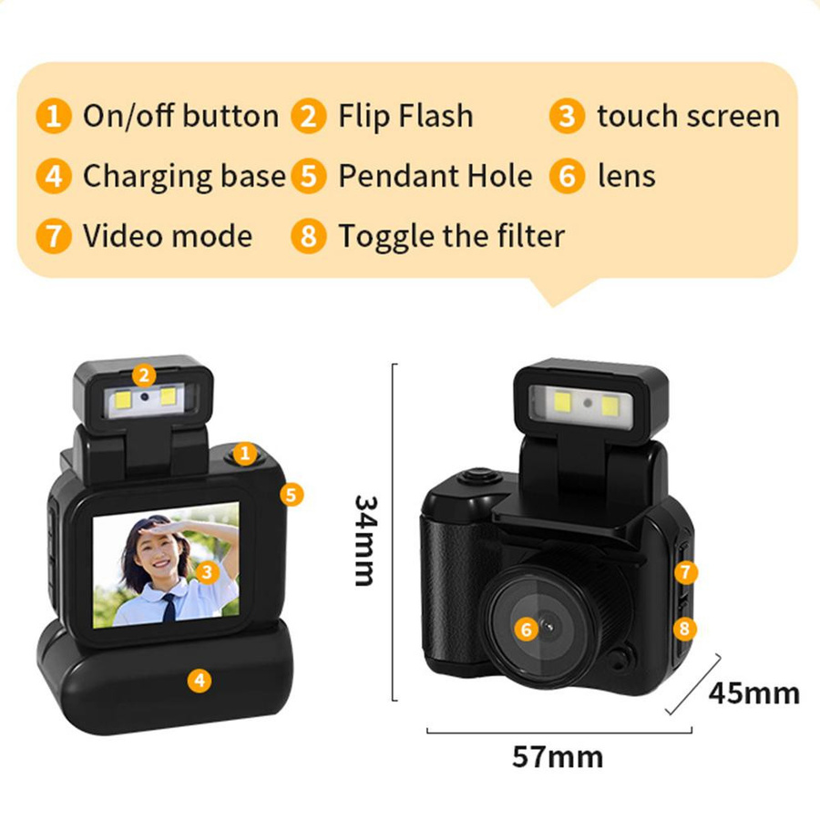 Honor Electronics Mini Digitale Videokamera mit 1,44 Zoll Bildschirm und Flash in Rosa - Bild 3