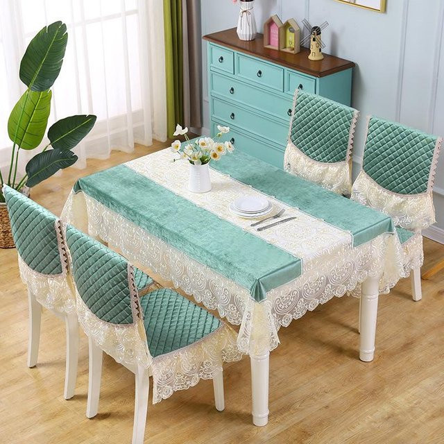 Nordische Tischdecke aus Polyester mit Spitzenmuster für Kaffeetische, B/B: 130 x 180 cm - Bild 1