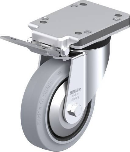 Blickle Lenkrolle LK-POEV 160R-IS-SG-FA mit Feststeller, Rad-Durchmesser: 16 cm, Tragfähigkeit: 400 kg, Farbe: Grau/Schwarz/Blau - Bild 1