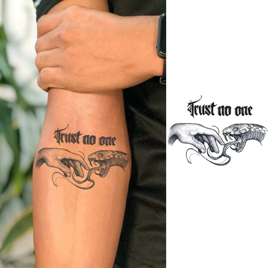 JKCODE TATTOO Temporäre Hals- und Hand-Tattoo-Aufkleber, Viper und I - Bild 2