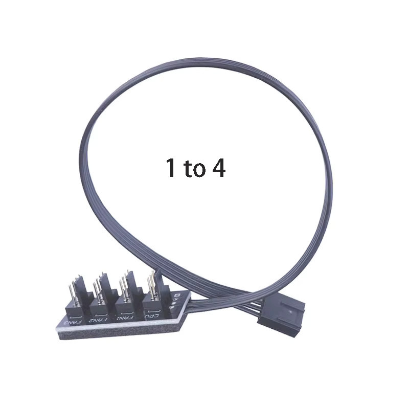 OULLX Lüfter Hub für PC Gehäuse mit 4 PWM Ports, 4-Pin Controller und Splitter Adapter, Schwarz - Bild 2