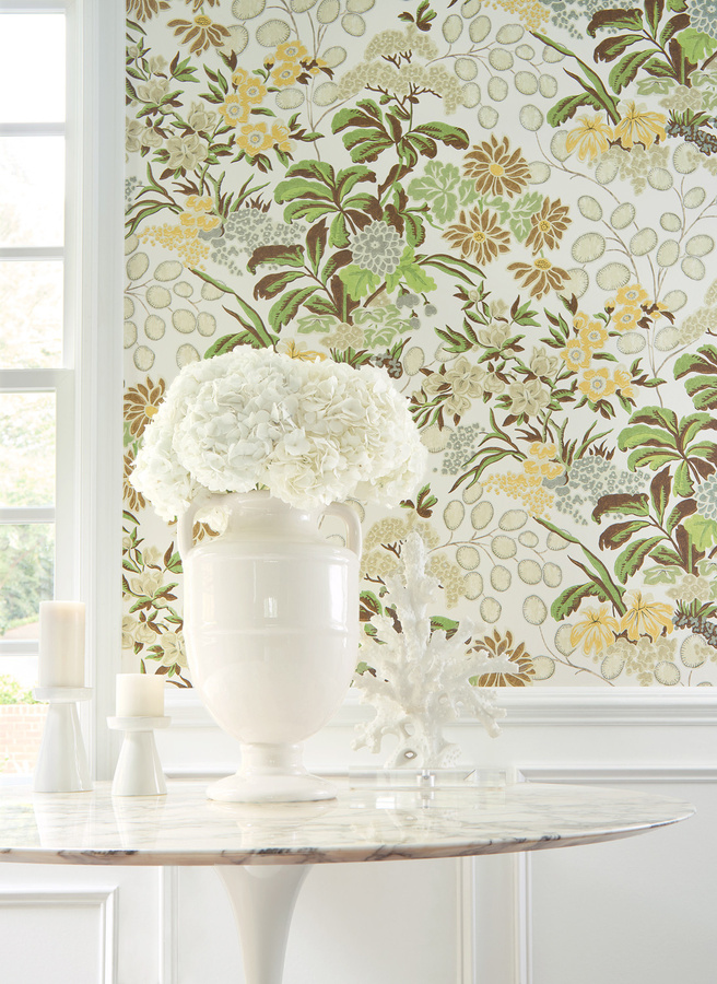 Thibaut Tapete Meadow in Grün mit floralem Naturdesign und botanischem Muster als Vlies-Tapete - Bild 2