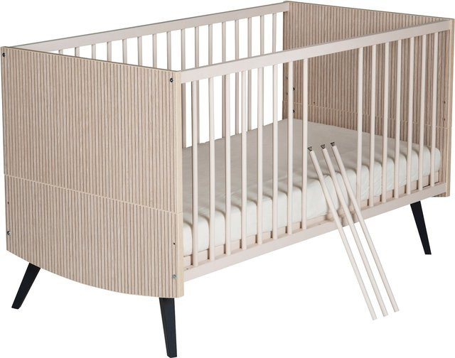 Schardt Babybett Smile aus massivem Buchenholz in Anthrazit und Beige, B/L: 70 x 140 cm - Bild 1