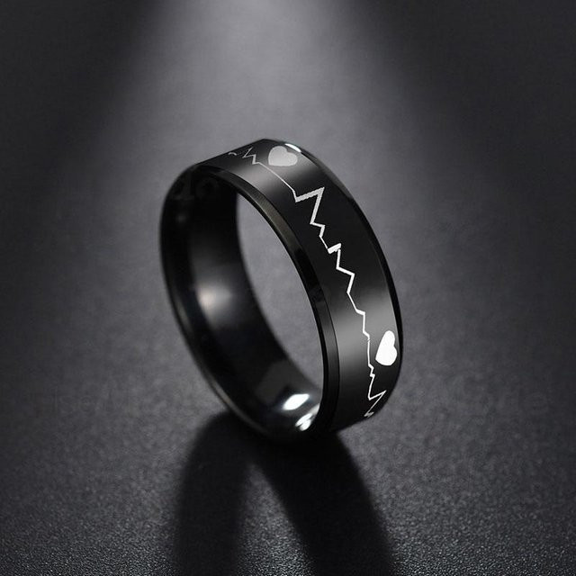 Uzone Ring Edelstahl, Schwarz, Punk, Herren - Bild 1