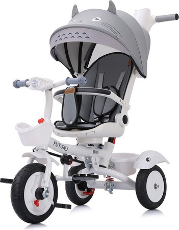 Chipolino Futuro 2 in 1 Tricycle faltbar mit Musik, Licht, Becherhalter, PU-Rädern, grau, ab 18 Monaten