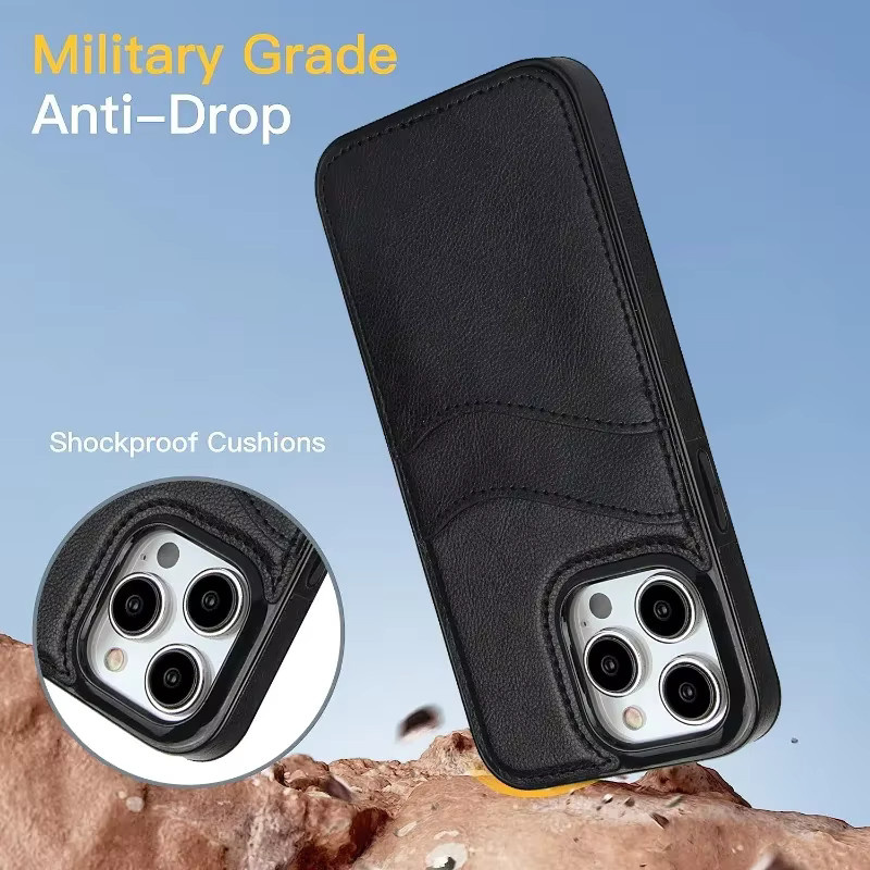 szHAIyu Brieftasche aus PU-Leder mit Kartenhalter und Handyhülle für iPhone Modelle in Schwarz oder Braun - Bild 4