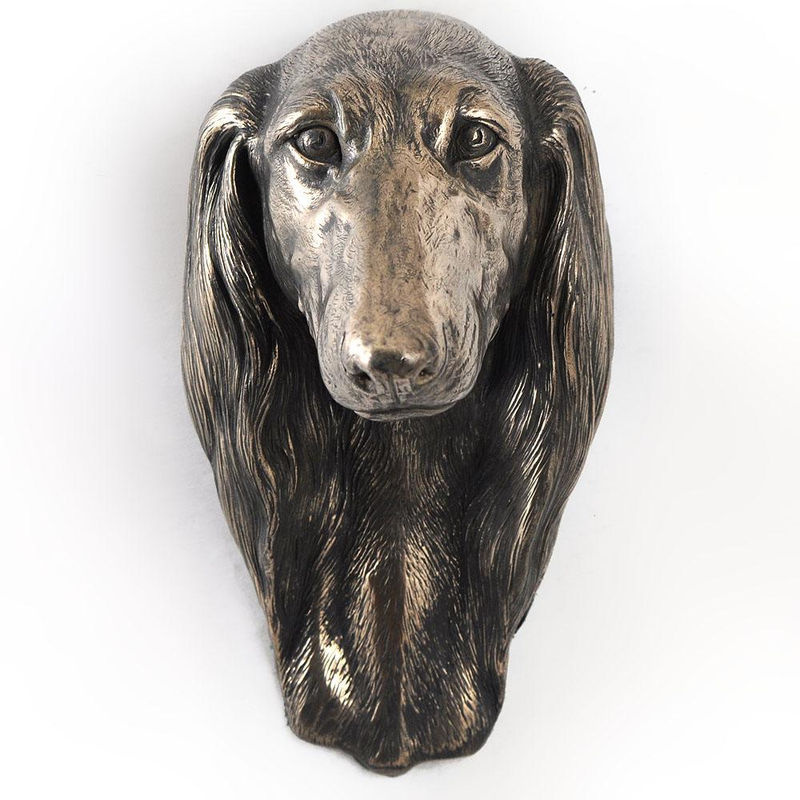 Art-Dog Saluki Hundestatue als hängende Büste in Bronze und Silber aus Kunstharz zur Dekoration - Bild 4
